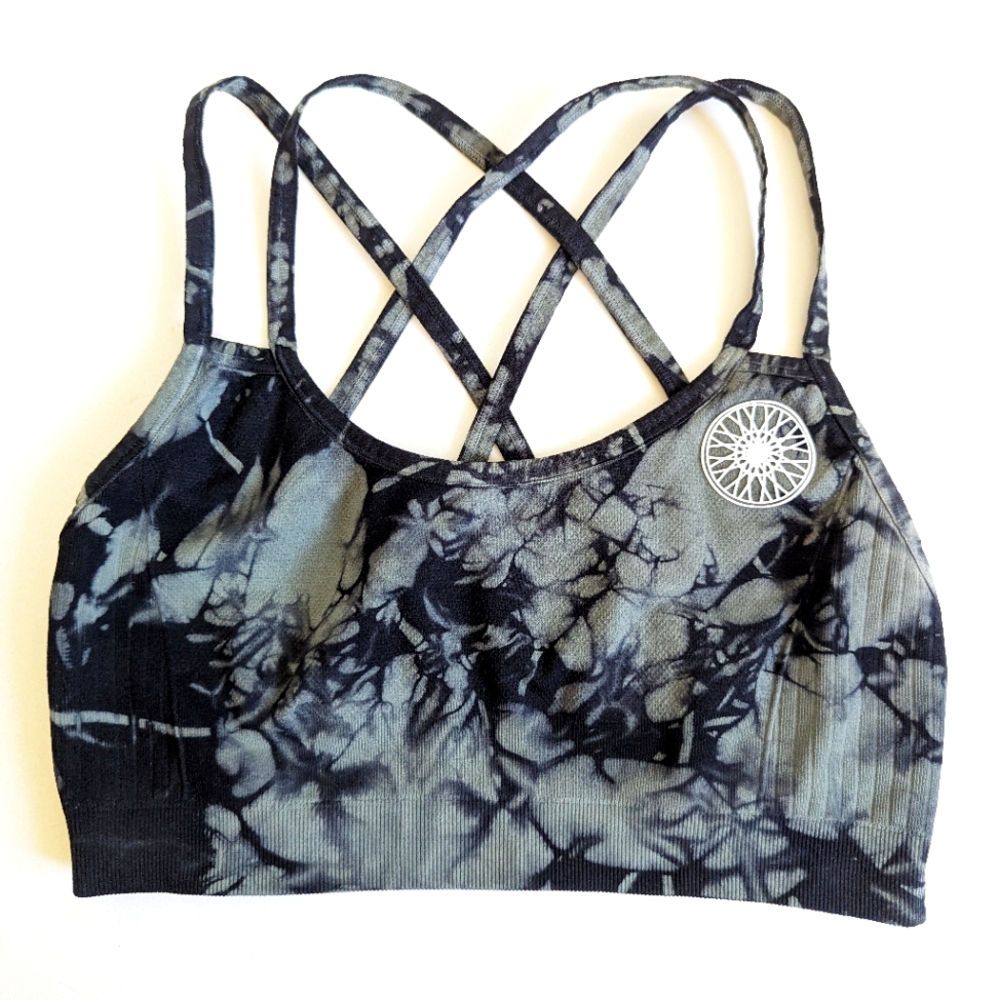 SoulCycle by NUX Bralette Tie Dye Black Grey 🖤 Women's Sports Bra Top